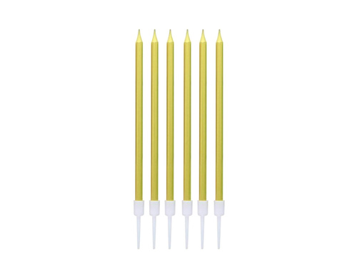 Arany fém születésnapi gyertyák - 13,5 cm - 6 db.
