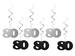 Függődísz disznók 80. születésnap - 6 db.