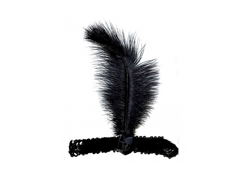 Retro fekete tollas fejpánt tollal - 1 db.