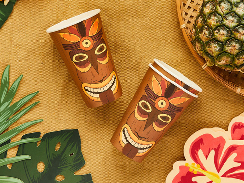 Trópusi szobor papírpoharak - 475 ml - 8 db.