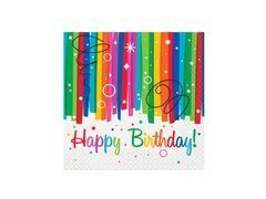 Szivárvány Happy Birthday szalvéták - 25 cm - 16 db.