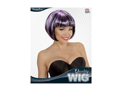 Fekete és lila paróka divatos kiemelésekkel