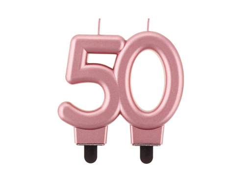Ötvenedik születésnapi gyertya rózsaarany - 1 db.