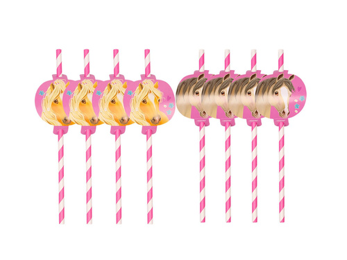 Születésnapi szívószálak lovak - 8 db.