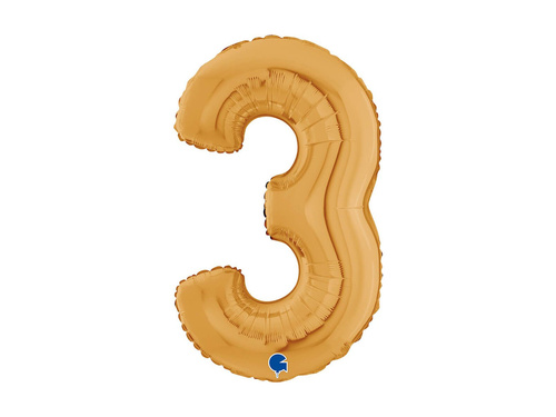 Fólia lufi szám 3 arany - 26" - 1 db.