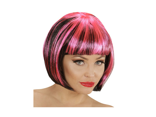 Fekete és rózsaszín paróka divatos kiemelésekkel