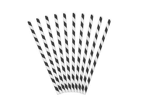 Fehér és fekete csöves szívószálak - 10 db.