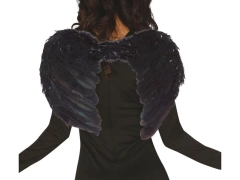 Fekete angyalszárnyak tollakkal - 50 x 40 cm - 1 db.