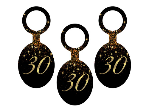 Pezsgő vodka medálok 30. születésnapra - 8 db.