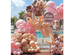 Léggömb girland léggömb készlet rózsaszín és eperfa - 80 db.