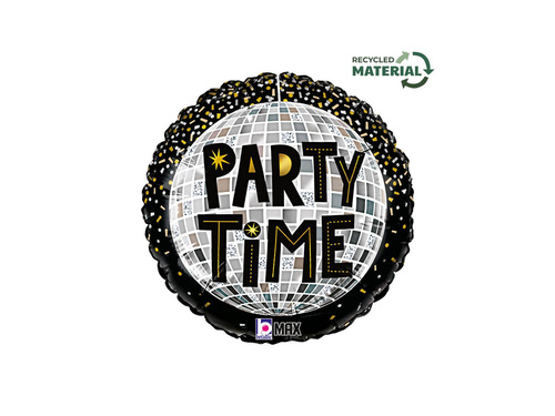 Party Time Disco kerek fólialufi - 14" - 1 db.