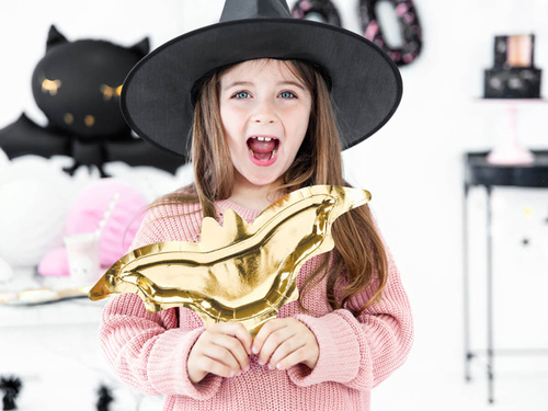 Halloween papírtányérok denevér arany - 37,5 cm - 6 db.