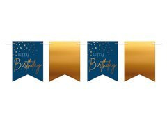 Boldog születésnapot banner tengerészkék és arany - 600 cm - 1 db.
