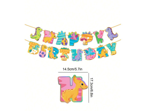 Dinoszaurusz boldog születésnapot füzér - 500 cm - 1 db.