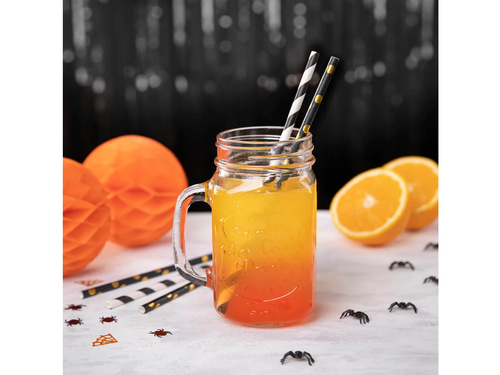 Fekete csöves szívószál arany pöttyökkel - 10 db.