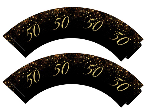 Pezsgő cupcake cupcake 50. születésnapra - 6 db.