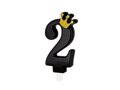 Kettes számú gyertya fekete koronával - 2 - 1 db.