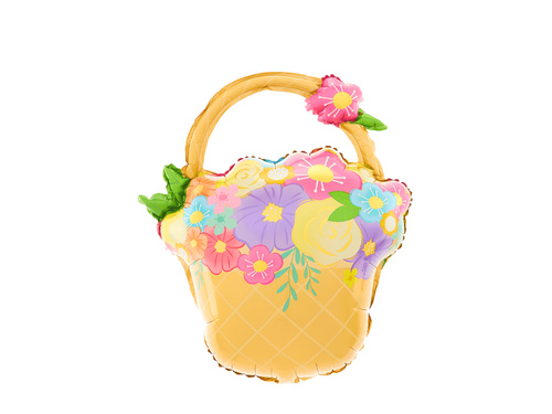 Fólialufi kosár virágokkal - 53x69 cm - 1 db.