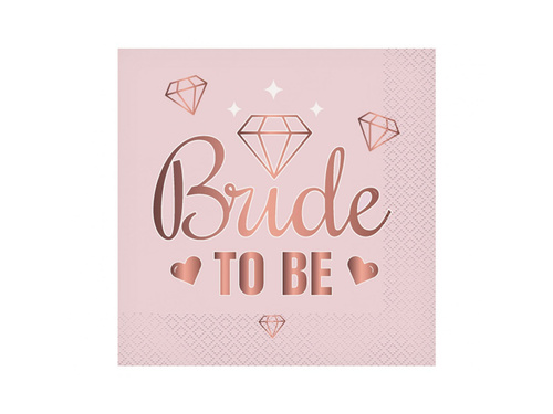 Rózsaszín szalvéták Bride To Be felirattal - 33 cm - 20 db.