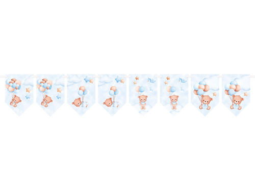 Baner flagi błękitne Misie z balonikami - 5 m - 1 szt.