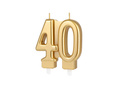 Arany 40. évfordulós gyertya - 7,7 cm - 1 db.