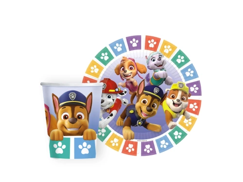 Psi Patrol papírpohár + tányér készlet - 16 db.