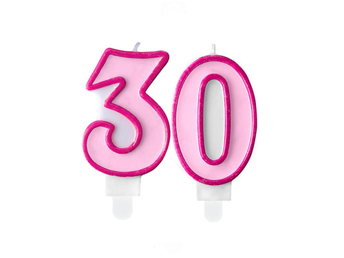 Rózsaszín számgyertyák - 30 - harminc - 2 db.