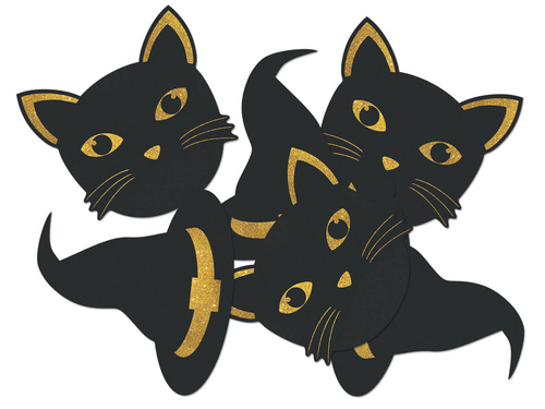 Kétoldalas dekoráció Boszorkány és macska - 12 db.