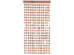 Szívek függönye metál rózsaszín arany - 100 x 200 cm