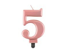 Fémes szám gyertya rózsaarany - 5 - öt