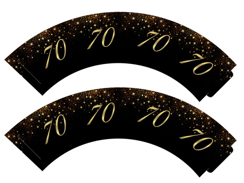 Csillogó cupcake liners hetvenedik születésnapra - 6 db.