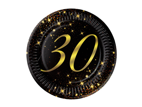 Csillogó 30. születésnapi papírtányérok - 18 cm - 6 db.