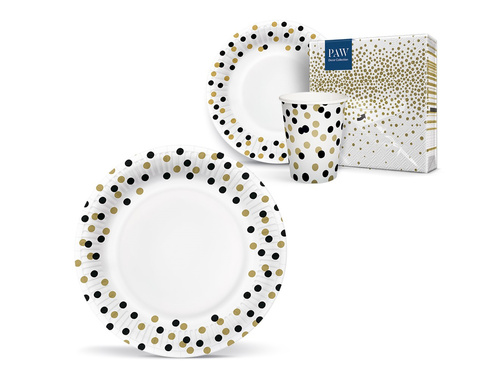 Konfetti papírpoharak arany és fekete - 250 ml - 8 db.