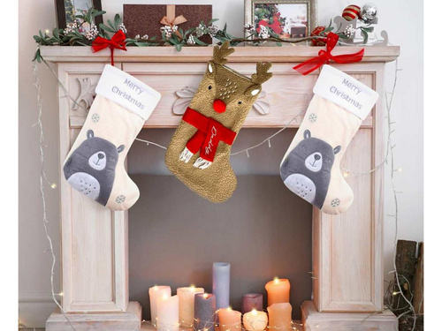 Karácsonyi zokni rénszarvassal - 53 cm - 1 db.