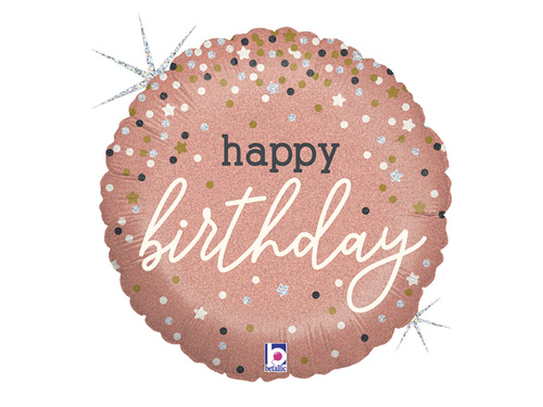 Boldog születésnapot rózsaszín arany fólialufi - 46 cm - 1 db.