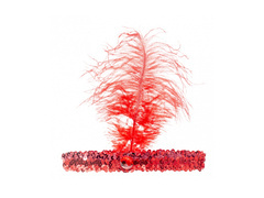 Retro piros tollas fejpánt tollal - 1 db.