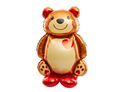 Teddy maci szívvel álló fólialufi - 91 cm x 65 cm - 1 db.