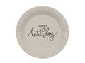 Bézs színű Happy Birthday papírtányér - 23 cm - 8 db.