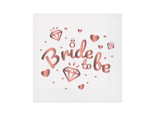 Fehér szalvéták Bride To Be felirattal - 33 cm - 20 db.