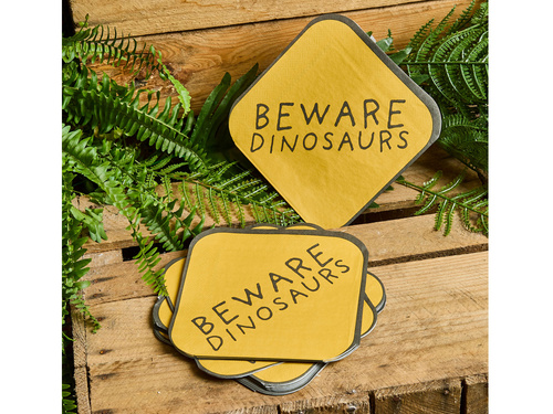 Figyelem Dinoszaurusz szalvéták - 33 cm - 16 db.