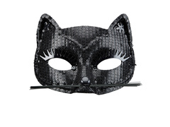 Fekete macska farsangi maszk flitterekkel - 1 db.