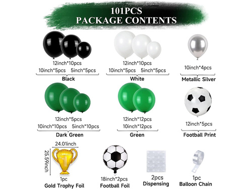 Léggömb girland léggömb készlet Football - 101 db.