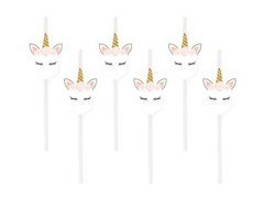 Gyönyörű egyszarvú születésnapi szívószálak - 6 db.