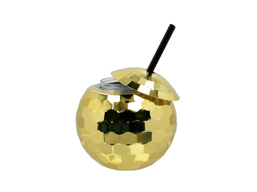 Aranyszínű diszkós pohár szívószállal - 1 db.