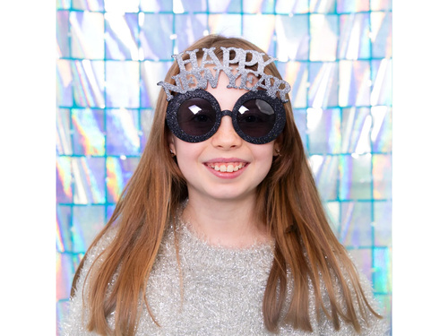 Boldog új évet szemüveg fekete és ezüst - 1 db.