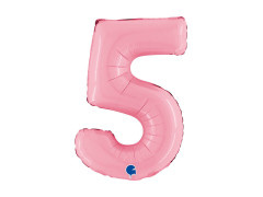 Fólia lufi szám 5 pasztell rózsaszín - 14" - 1 db.