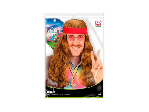 Hippi paróka piros sávval és bajusszal