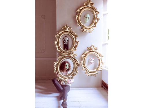 Foszforeszkáló koponya maszk - 14.5x18cm - 1 db.