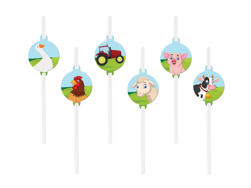 Farm születésnapi szívószálak - 6 db.