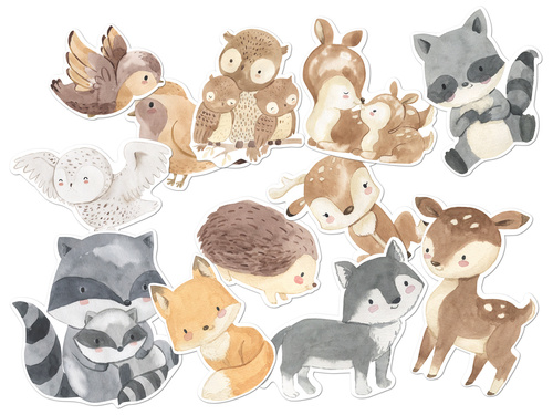 Kétoldalas dekoráció Erdei állatok - 12 db.